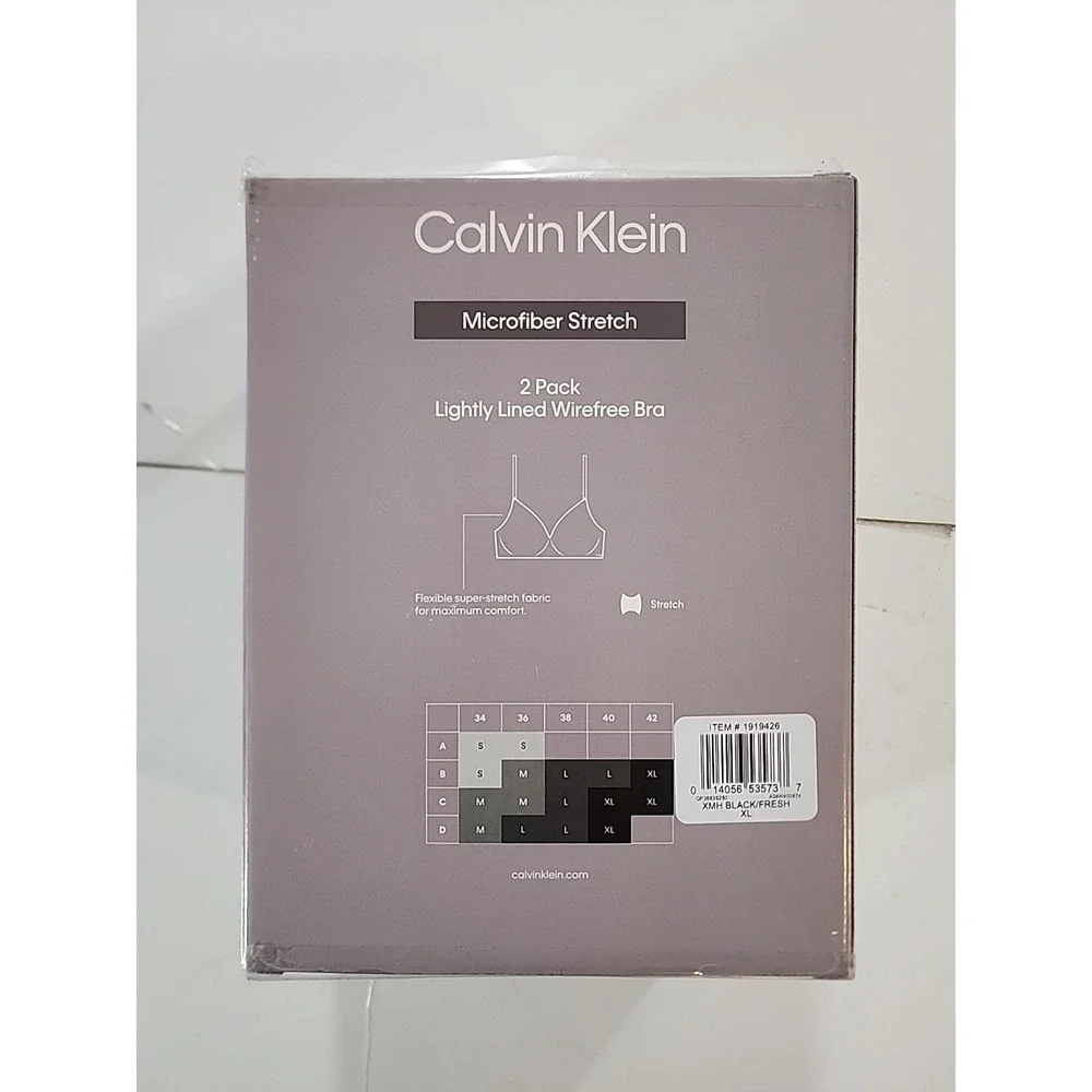 Calvin Klein Women's 2-Pack Lightly Lined Wirefree Bra Set Size XL - Black/Tan - Picture 4 of 6